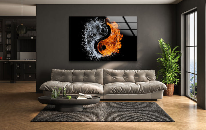 Yinyang Made of Fire and Water Glass Art Painting & Cool Art Prints