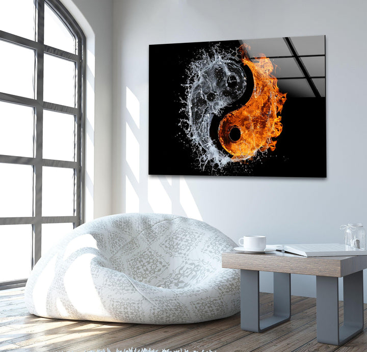 Yinyang Made of Fire and Water Cool Art Prints & Tempered Glass Art