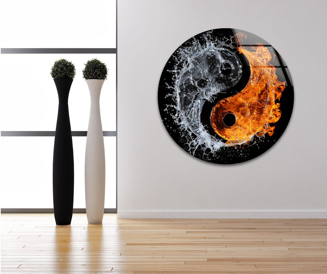 Yinyang Made of Fire and Water Cool Glass Art & Wall Art Home Decor