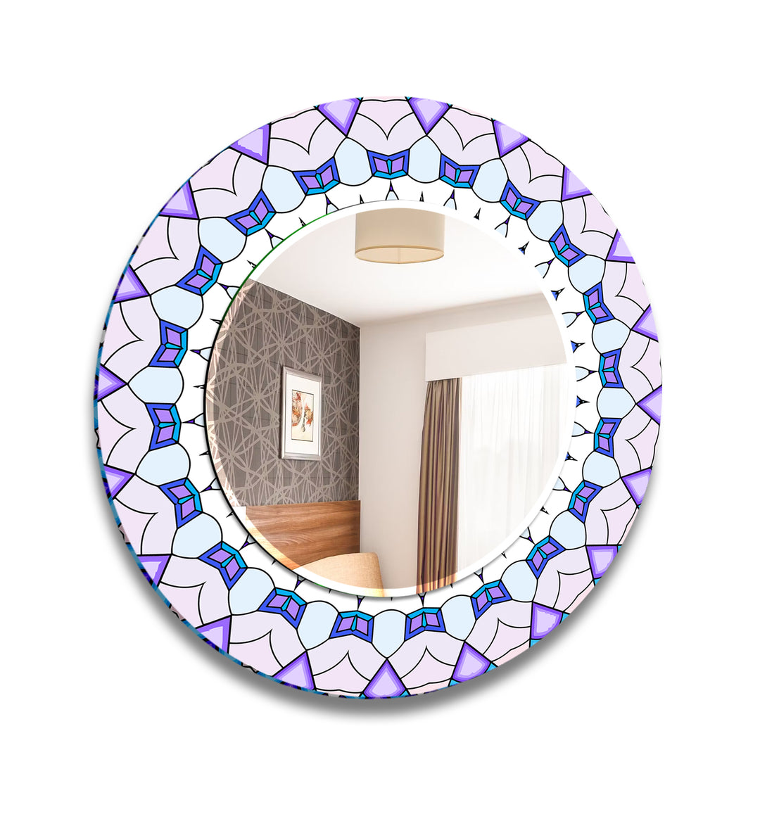 Mandala Purple Pink  Wall Mirror Wood Mirror
