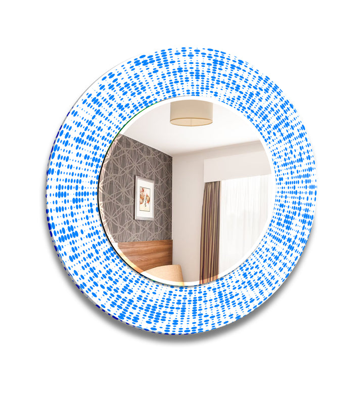 Abstract Round Blue & White Wall Mirror Blue Mirror
