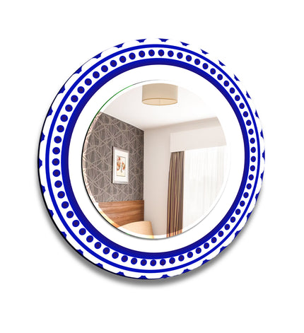 Abstract Round Tempered Glass Wall Mirror