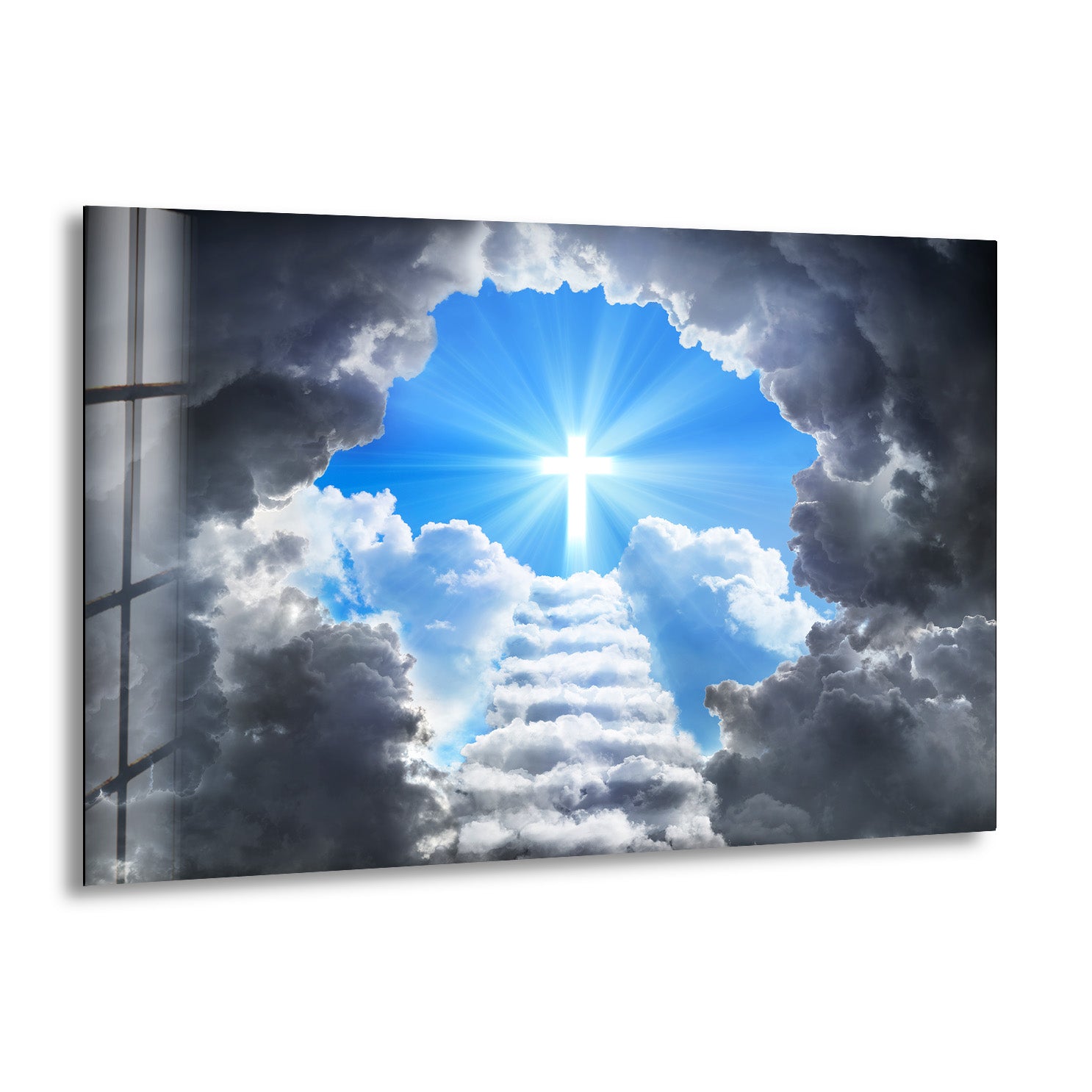 A Cross of Light Shining Glass Photo Prints