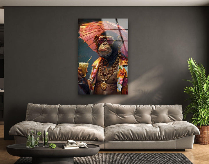 A Stylish Monkey Glass Wall Art stained glass wall art, stained glass wall decor