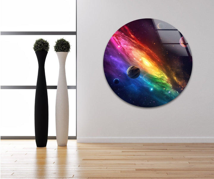 A Vibrant Galaxy Glass Wall Art, photo print on glass, prints on glass wall art