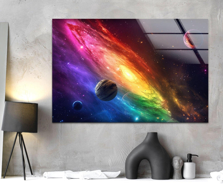 A Vibrant Galaxy Glass Wall Art, stained glass wall art, stained glass wall decor