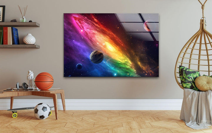 A Vibrant Galaxy Glass Wall Art, glass image printing, glass prints from photos