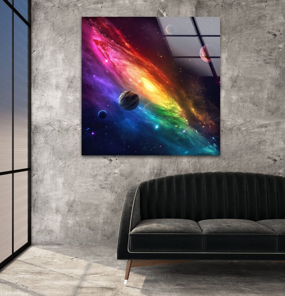 A Vibrant Galaxy Glass Wall Art, glass art painting, glass art for the Wall