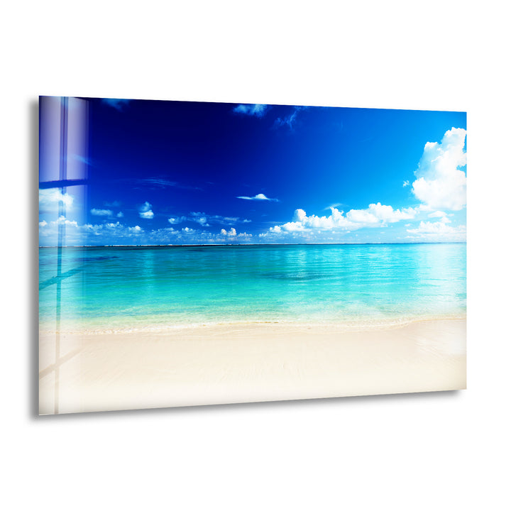 Tropical Maldives Beach Glass Wall Art