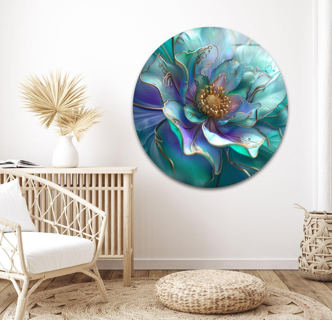 Abstarct Pearlescent Flower Close Up Glass Wall Art, glass art painting, glass art for the Wall
