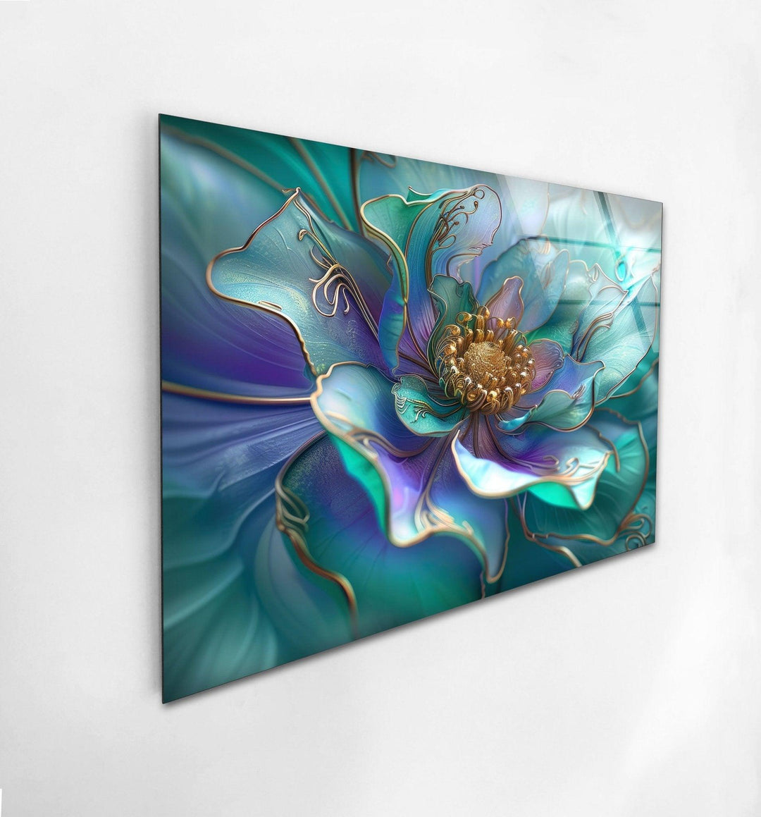 Abstarct Pearlescent Flower Close Up Glass Wall Art, Glass Printing Wall Art, Print photos on glass
