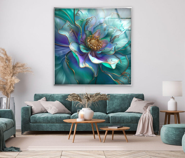 Abstarct Pearlescent Flower Close Up Glass Wall Art, art glass wall art, glass wall art pictures
