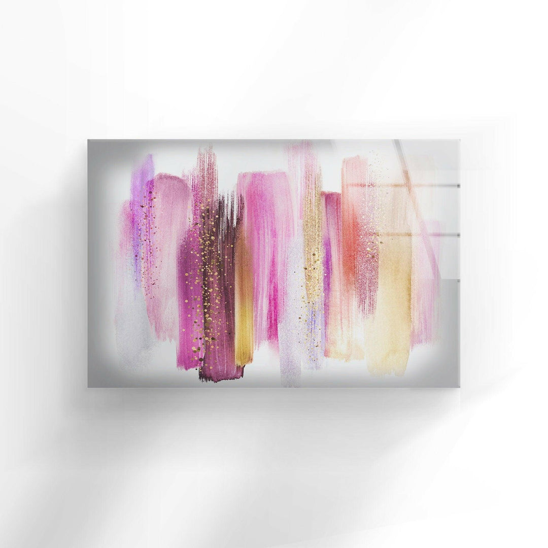 Abstract Alcohol Ink Pink Gold Glass Wall Art glass photo prints, glass picture prints