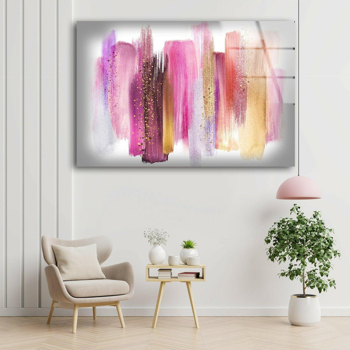 Abstract Alcohol Ink Pink Gold Glass Wall Art Glass Printing Wall Art, Print photos on glass