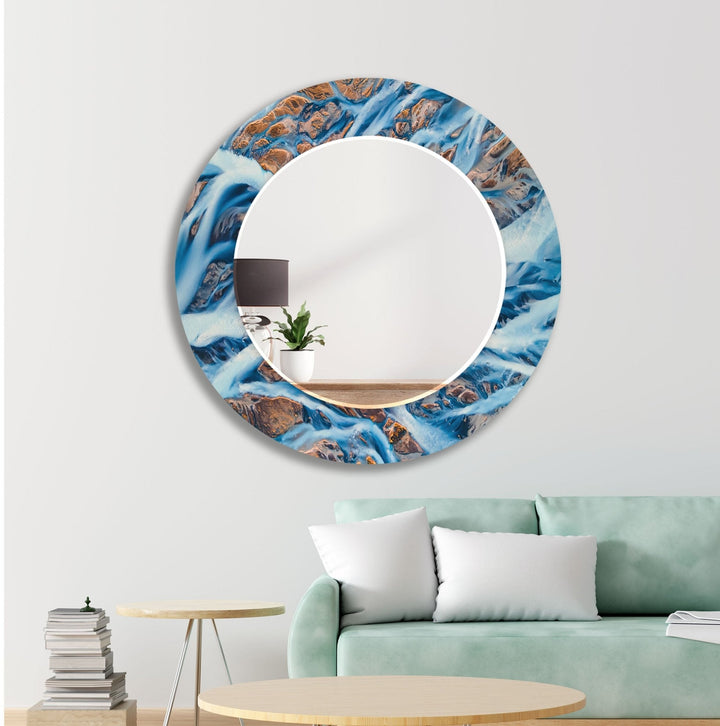 Abstract Blue and Brown Rocks Wall Mirror huge mirror
