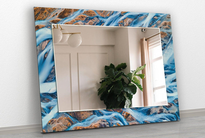 Abstract Blue and Brown Rocks Wall Mirror large floor mirror
