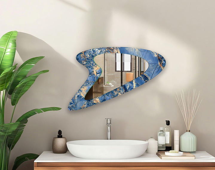 Decorative wall mirror blending artistic patterns with modern functionality for a unique look
