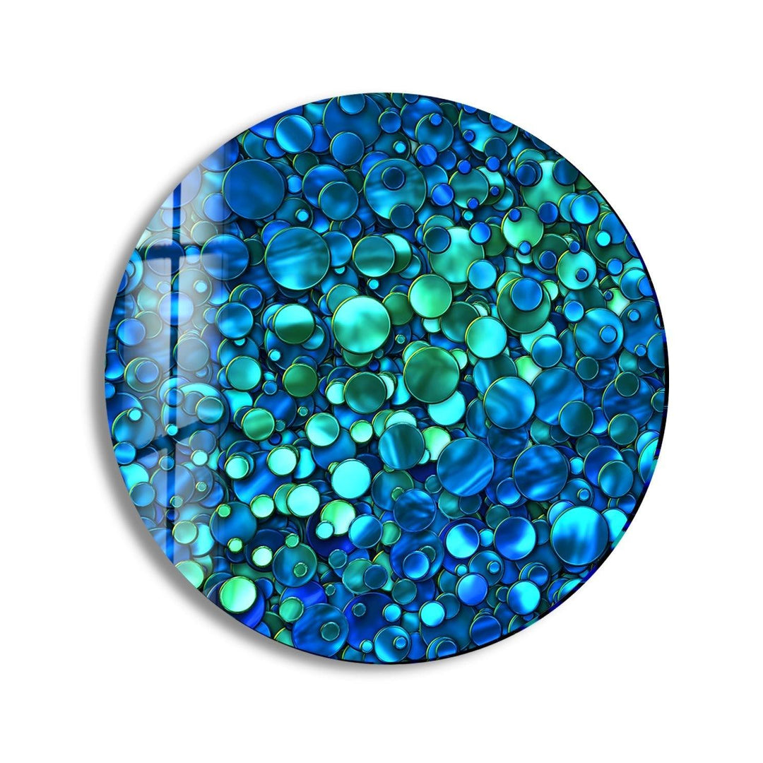 Blue Circles Abstract Round Glass Wall Art print picture on glass, Tempered Glass Wall Art