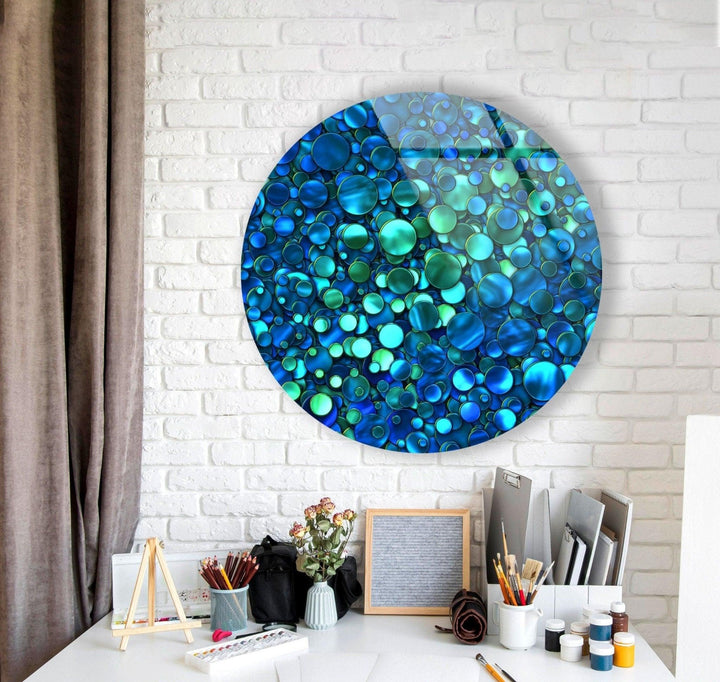 Blue Circles Abstract Round Glass Wall Art art glass wall art, glass wall art pictures