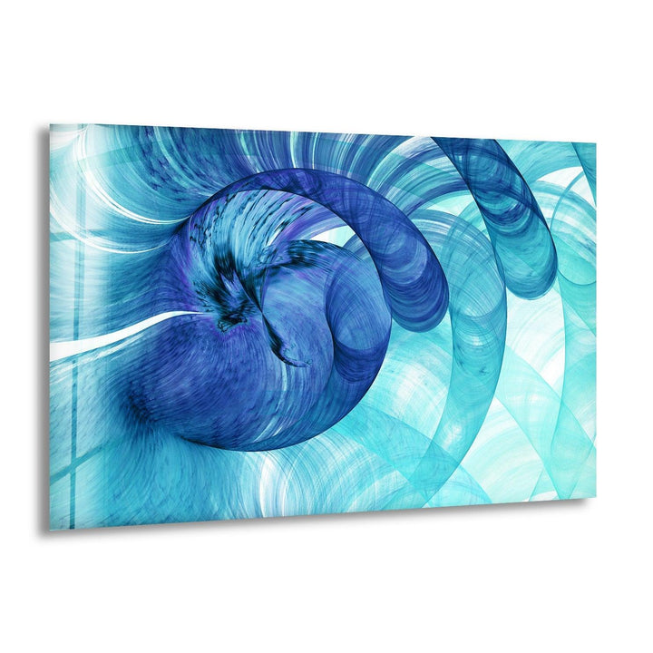 Abstract Blue Circles Glass Wall Art, glass wall decor, Tempered Glass Wall Art