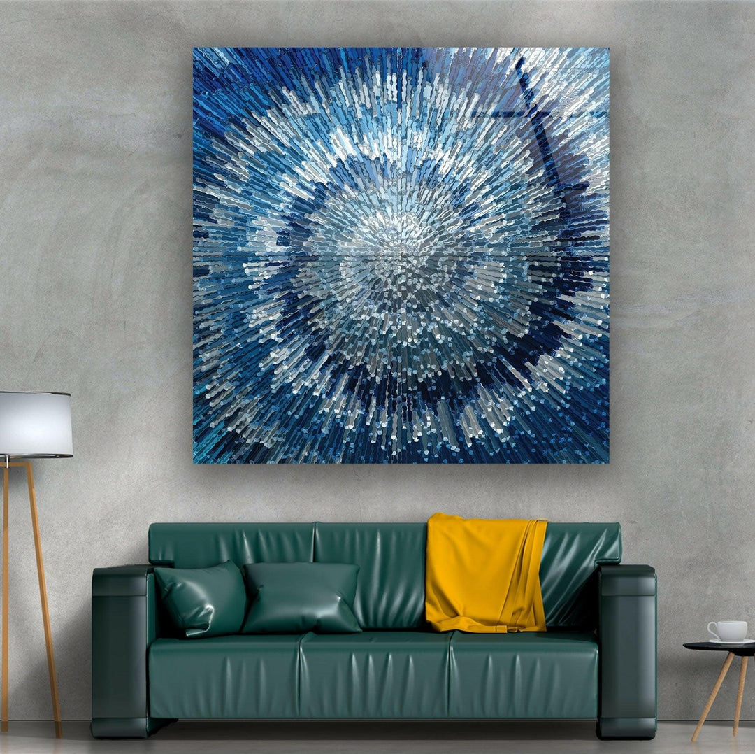 Blue Fractal Art Tempered Glass Wall Art - MyPhotoStation