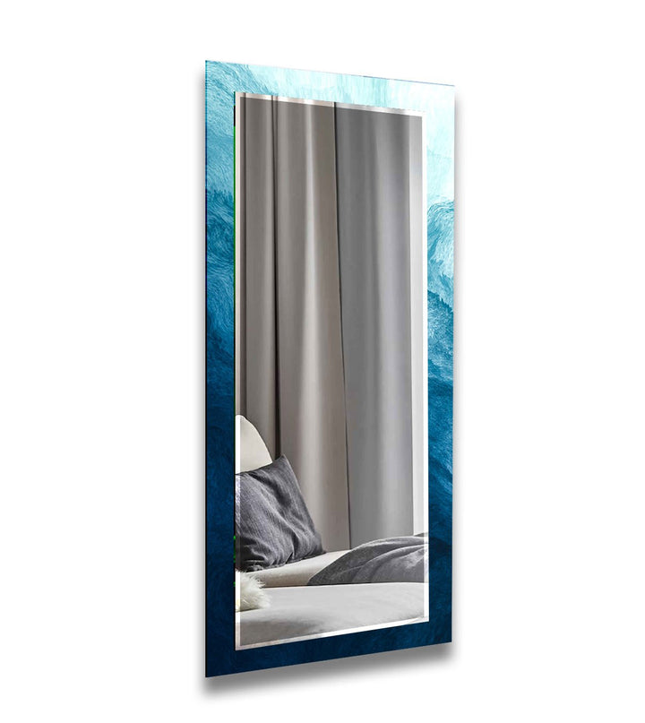 Abstract Blue Waves Wall Mirror living room mirror
