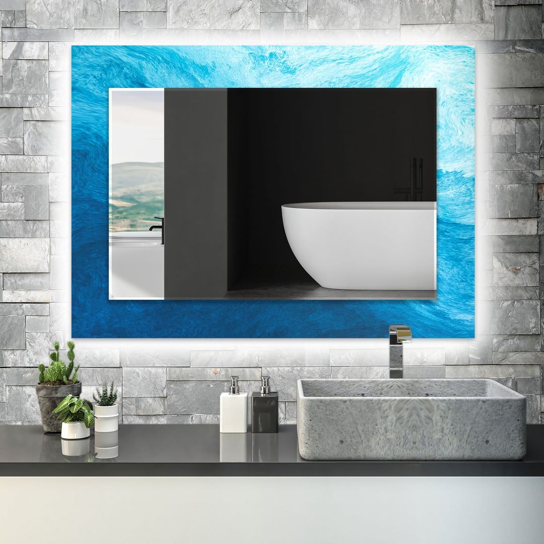 Abstract Blue Waves Wall Mirror large mirror
