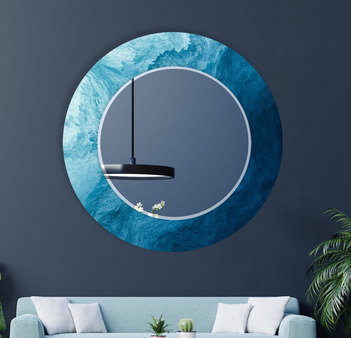 Abstract Blue Waves Wall Mirror huge wall mirror
