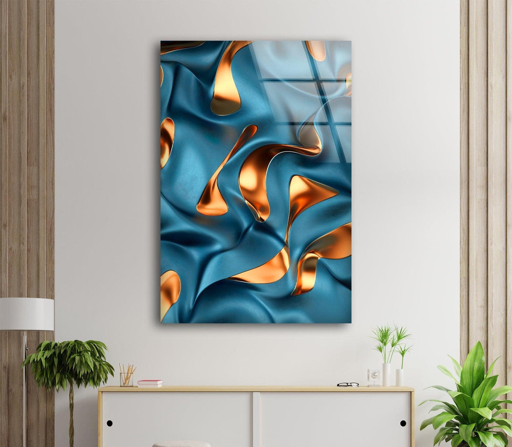 Bronze Blue Abstract Modern Glass Art & Wall Art