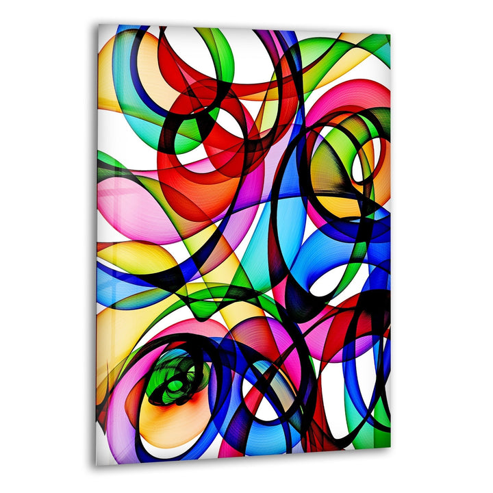 Abstract Circles Glass Wall Art , glass wall decor, Tempered Glass Wall Art