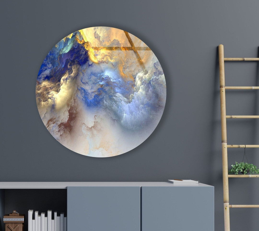 Abstract Clouds Round Glass Wall Art Glass Printing Wall Art, Print photos on glass