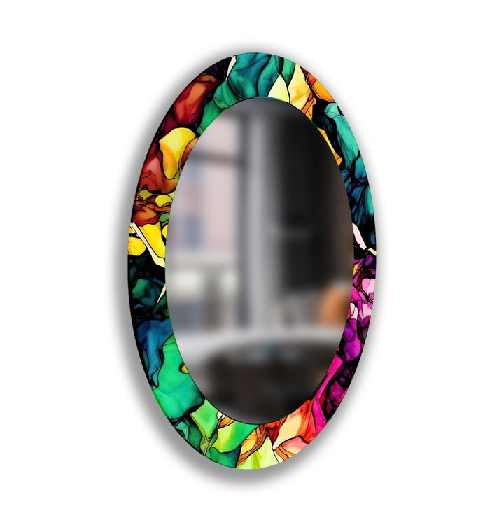 Abstract Color Oval Wall Mirror