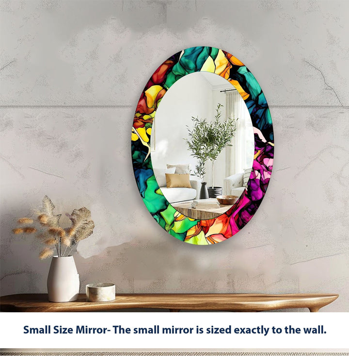 Abstract Color Oval Wall Mirror