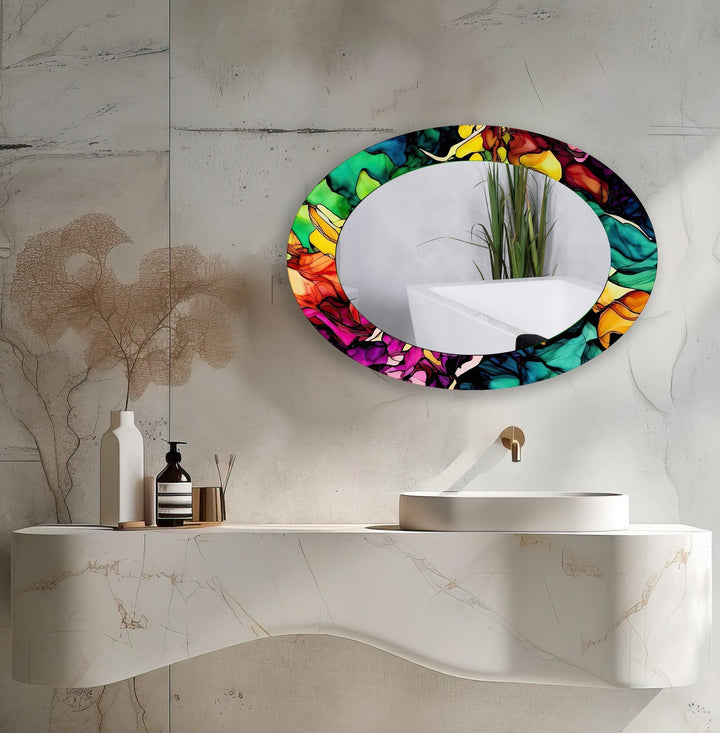 Abstract Color Oval Wall Mirror