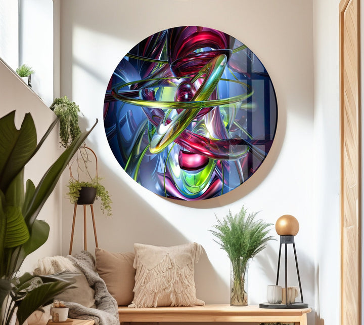 Abstract Colored Circles Glass Wall Art glass image printing, glass prints from photos
