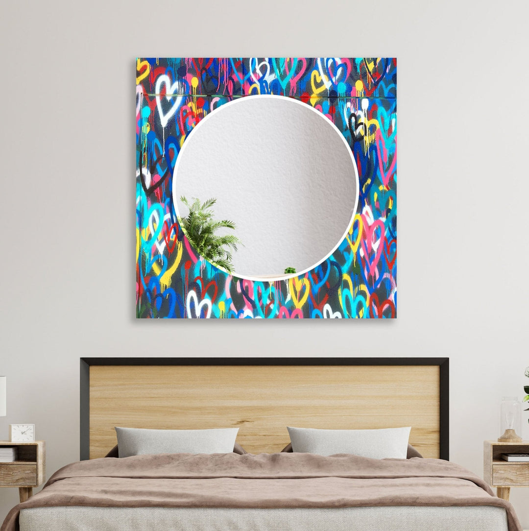 Abstract Colored Graffiti Wall Mirror Framed Mirror
