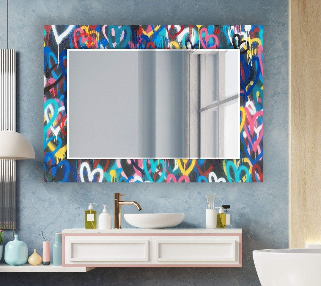 Abstract Colored Graffiti Wall Mirror huge wall mirror
