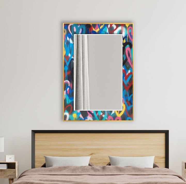 Abstract Colored Graffiti Wall Mirror big mirror for living room
