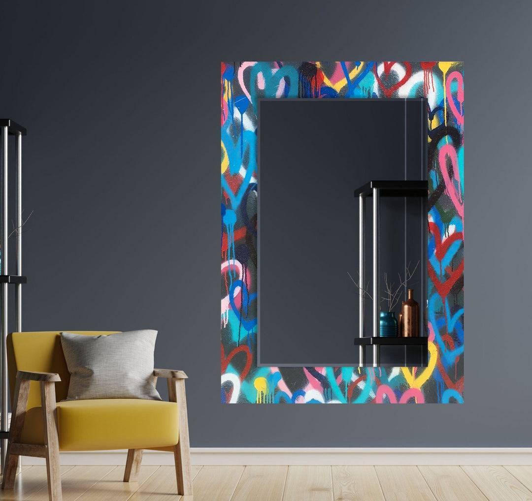 Abstract Colored Graffiti Wall Mirror large mirror
