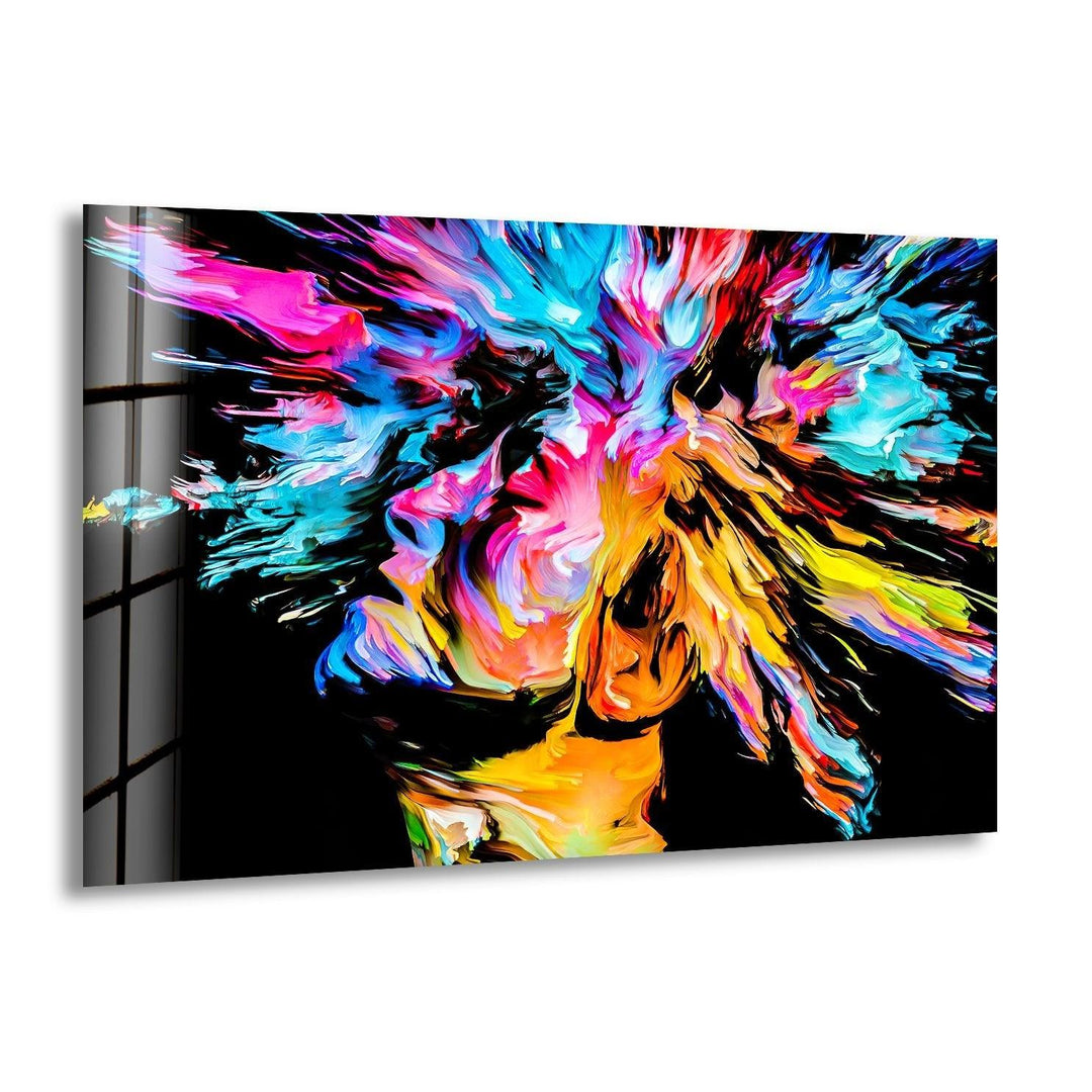 Abstract Colored Painting Glass Wall Art print picture on glass, Tempered Glass Wall Art