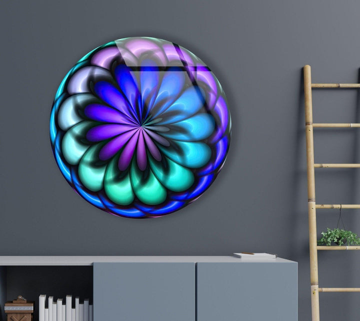 Abstract Colored Radial Shape Round Glass Wall Art glass pictures for Wall, glass prints wall art
