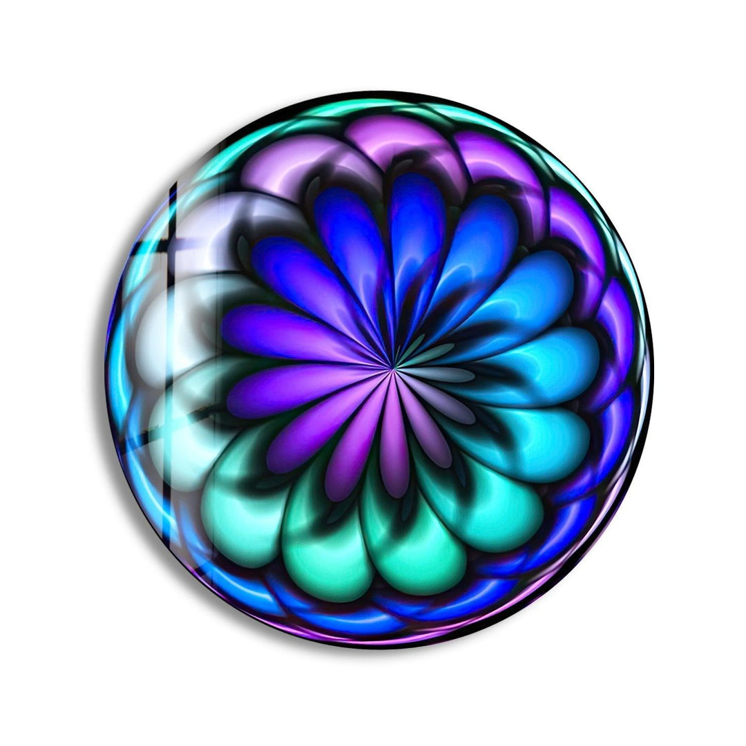 Abstract Colored Radial Shape Round Glass Wall Art print picture on glass, Tempered Glass Wall Art
