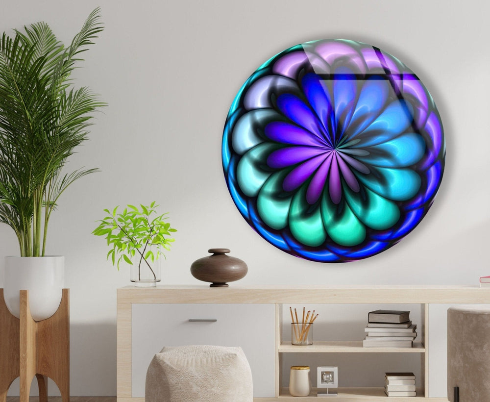 Abstract Colored Radial Shape Round Glass Wall Art glass wall decor, glass wall art decor