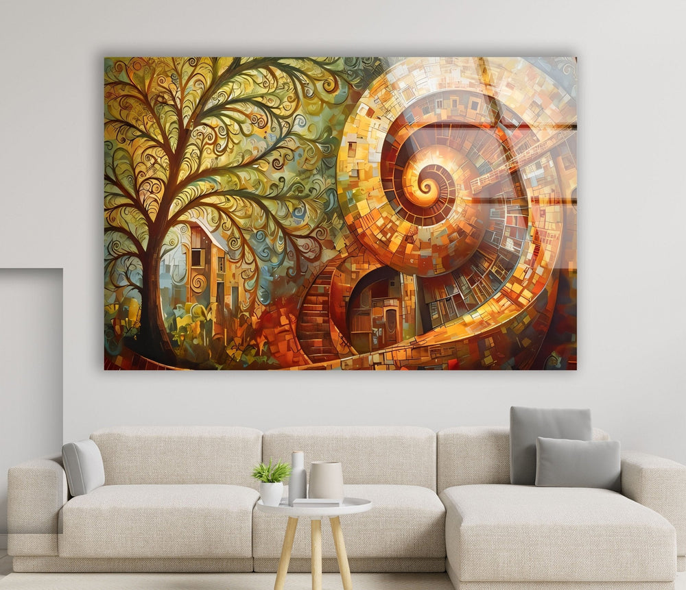 Abstract Colored Spiral Glass Wall Art Glass Printing Wall Art, Print photos on glass
