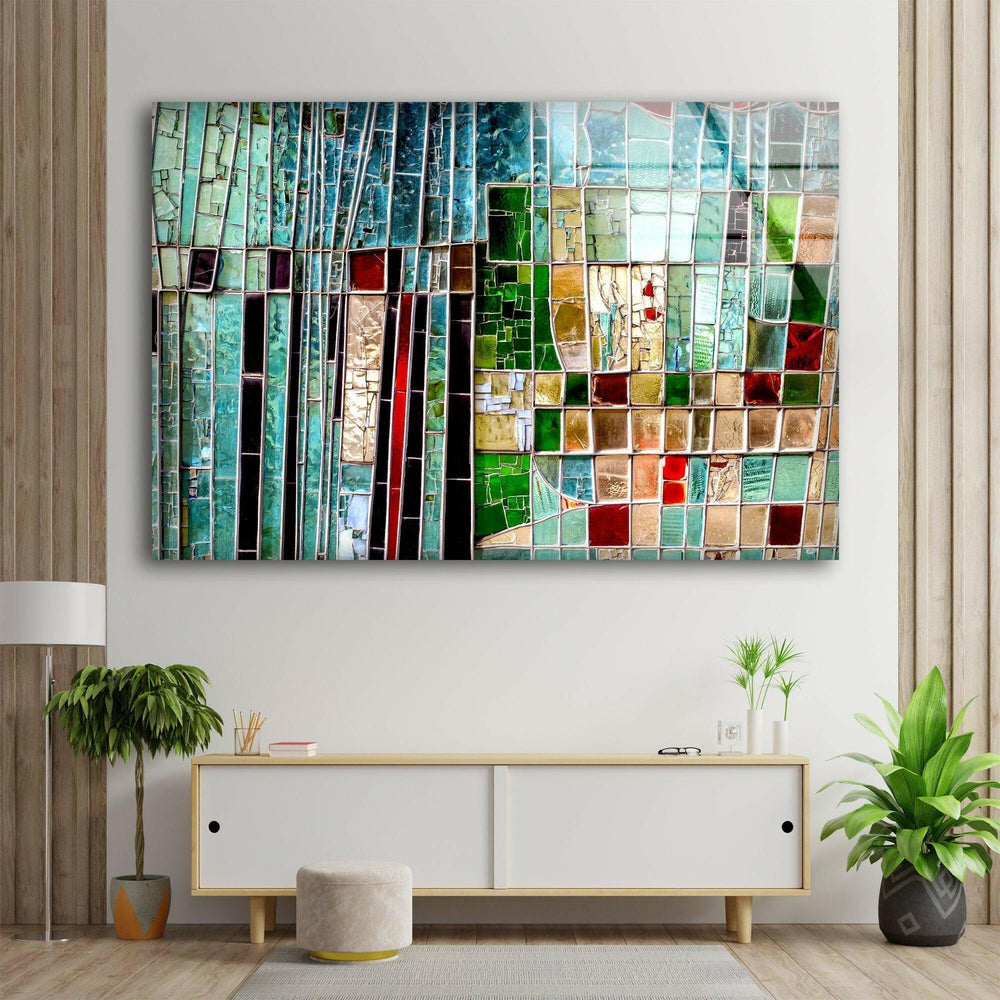 Abstract Colored Stained Glass Wall Art photo print on glass, prints on glass wall art