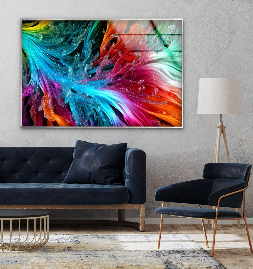 Abstract Colorful Glass Wall Art, photo print on glass, prints on glass wall art