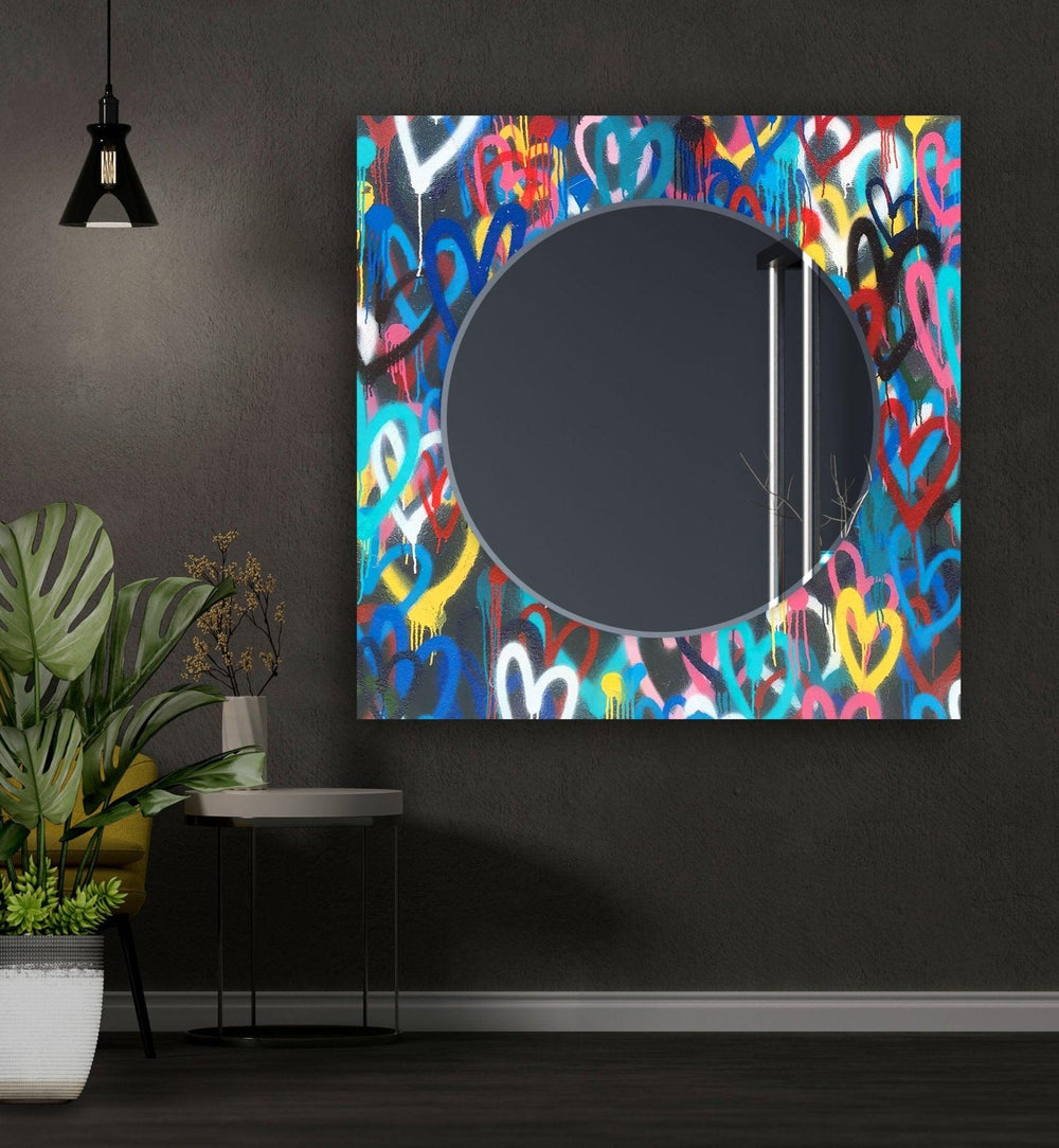 Abstract Colorful Graffiti Wall Mirror Gold Wall Mirror
