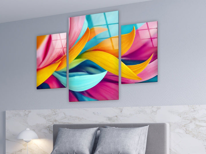 Colorful Leaves Abstract Glass Wall Art, glass wall decor, glass wall art decor