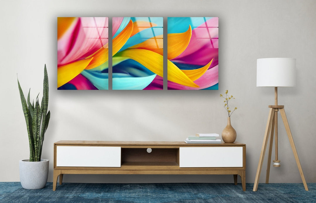 Colorful Leaves Abstract Glass Wall Art, print picture on glass, Tempered Glass Wall Art