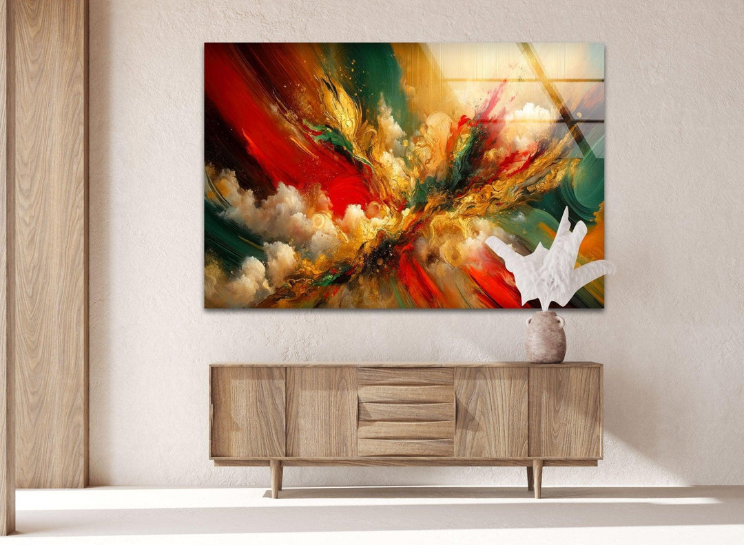 Abstract Colorful Painting Glass Wall Art Glass Printing Wall Art, Print photos on glass